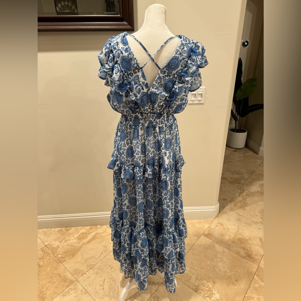 🫖 AQUA-Ruffled Floral Maxi Dress🫖 - Picture 4 of 8